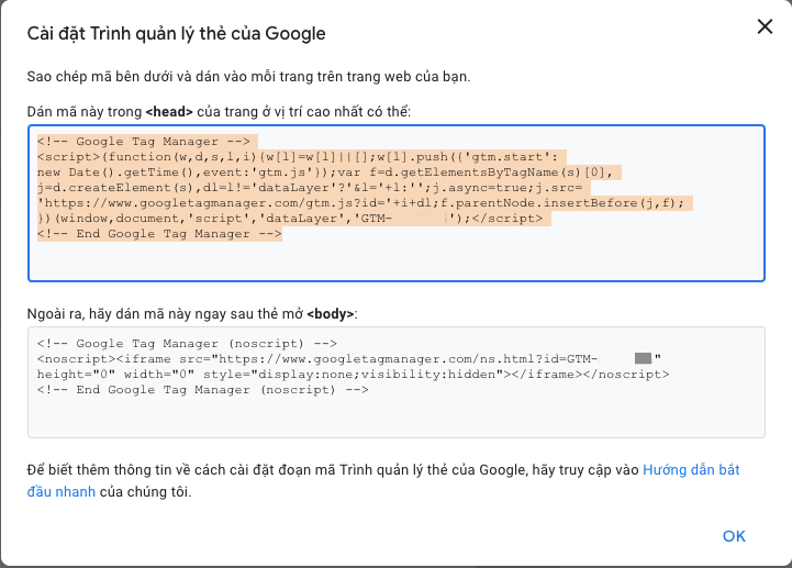 hướng dẫn cài đặt code chuyển đổi google tag manager