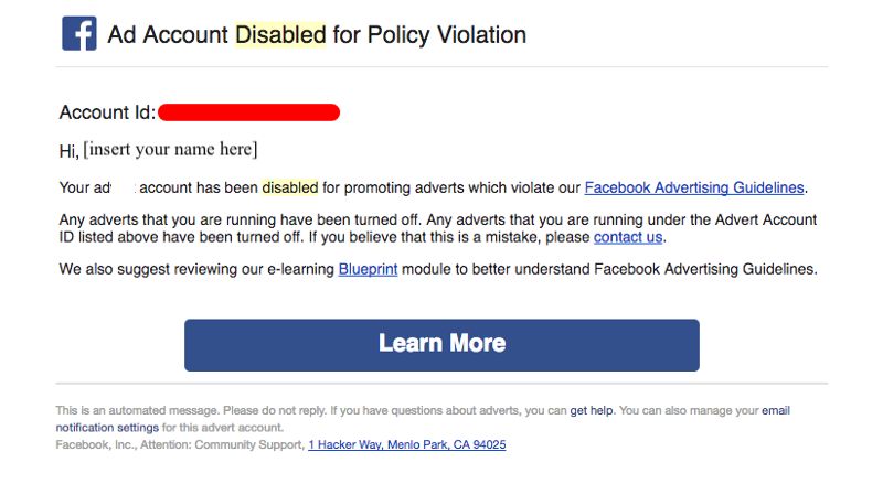 lỗi không chạy được quảng cáo facebook phổ biến